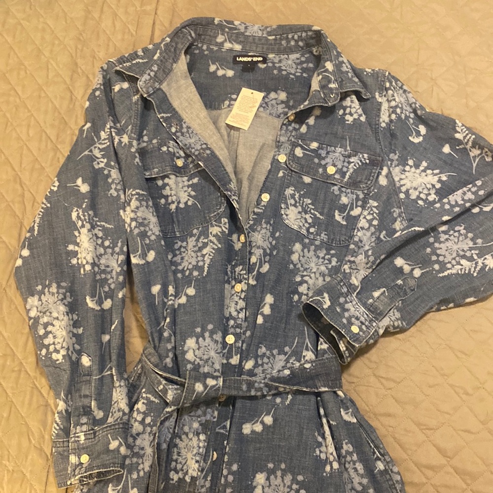 Lands’End Floral Denim Dress